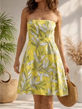 Bitten by Sarah Jessica Parker Strapless Yellow Floral Sundress